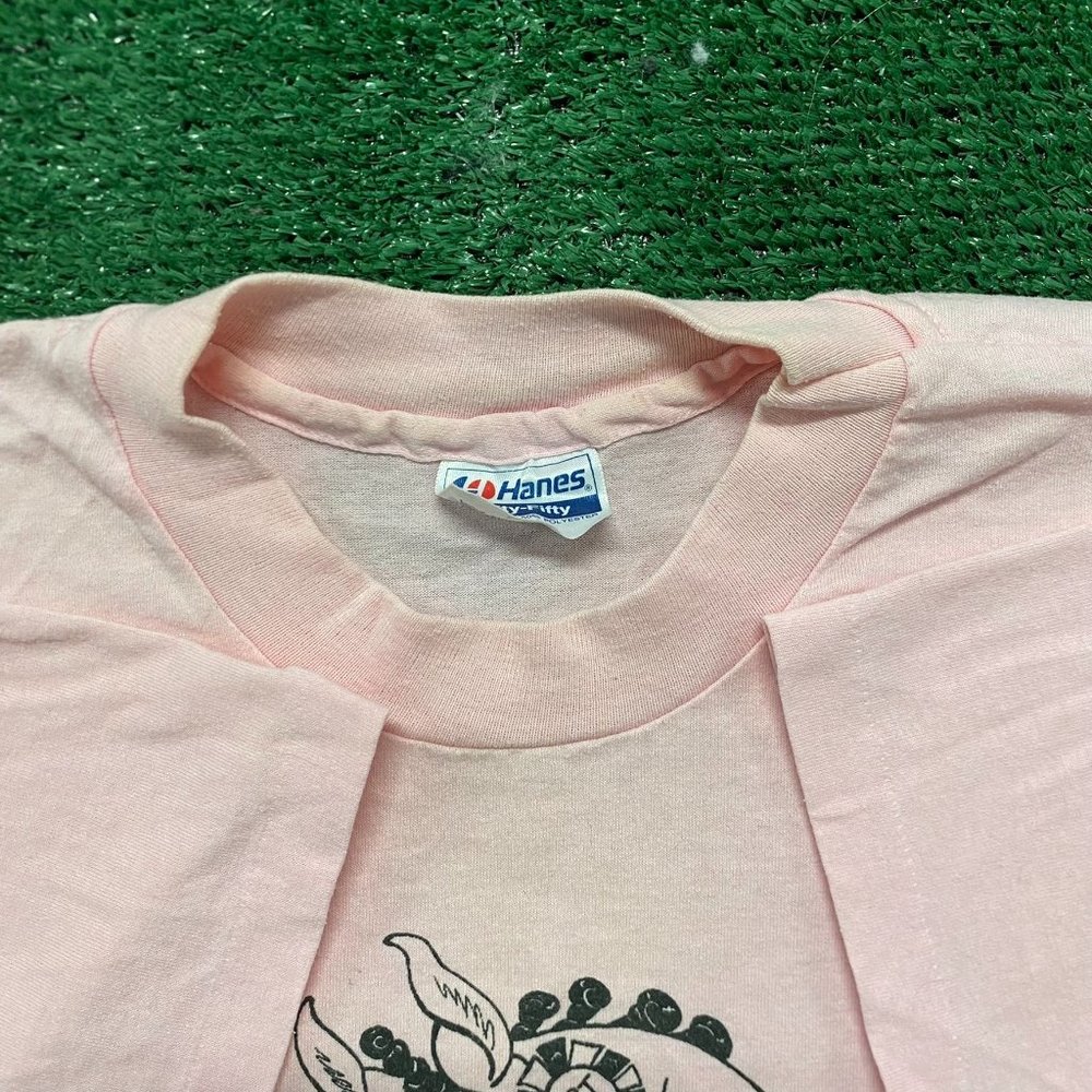 Vintage 80s Equestrian Horse Rider T-Shirt Pastel Pink L Single Stitch Cowgirl - Picture 3 of 5